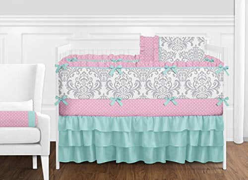 pink polka dot crib bedding set