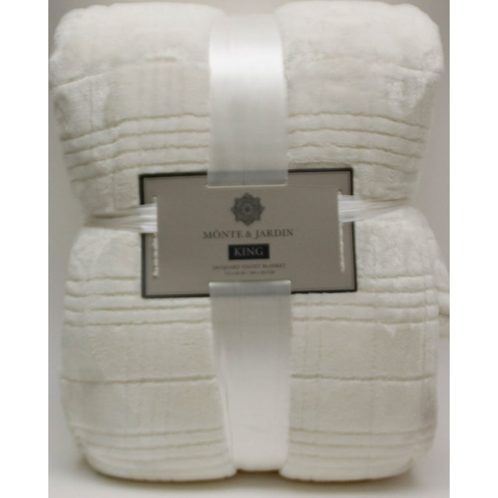 Monte & Jardin Jacquard Velvet Blanket King Size 112 x 92" Ivory