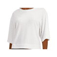 thumbnail image 2 of allbrand365 Designer Womens Cropped Elbow-Sleeve Top,White Heather,Medium, 2 of 2