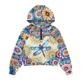 thumbnail image 5 of Xixirimido Boho Mandala Dragonfly Pattern Half Zip Sweatshirt for Girls Long Sleeve Pullover Crop Tops with Pocket Kids Hoodie Fall Winter Clothes Size 11-12, 5 of 7
