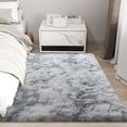 thumbnail image 4 of Janvonne 4x6 Fluffy Area Rug for Bedroom, Modern Shaggy Carpets Fuzzy Rug for Teens Dorm Bedside Home Decor Aesthetic, Heavy Duty Non Slip, Tie-dye Silver Grey, 4 of 8