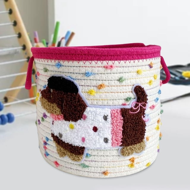 Cesta de almacenamiento de juguetes,Cesta de almacenamiento de juguetes para perros lindos,Cesta organizadora decorativa para estante pequeño,Contenedor de almacenamiento de juguetes para