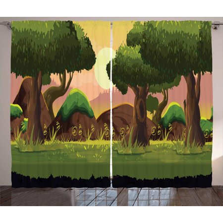 Forest Curtains 2 Panels Set Animation Game Scenery Inspired