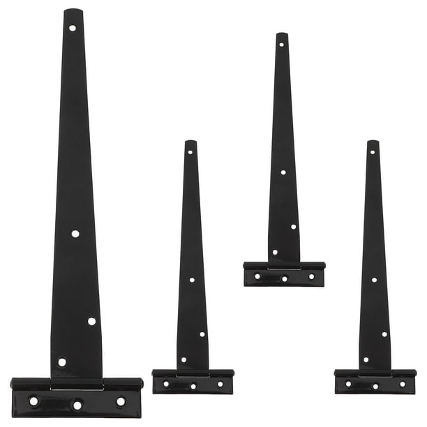 EeaseMX 4 bisagras en forma de T galvanizadas, de hierro inoxidable, triangulares, resistentes y especiales para cobertizos, prácticas para puertas y portones, para el hogar y tiendas (negras, 30 cm)
