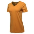 thumbnail image 2 of A2Y Women's Basic Solid Premium Cotton Short Sleeve V-neck T Shirt Tee Tops Desert Mustard S, 2 of 6