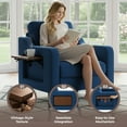 thumbnail image 5 of EOP Modern Upholstered Armchair, Linen Fabric Accent Chair with 2 Side Pockets, Living Room Chair with Foldable Table, Comfy Reading Chair for Bedroom, Blue, 5 of 11