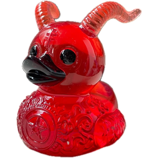 Pato de goma duro satánico rojo gótico XINYU figuras coleccionables de resina punk gótica de Halloween