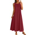 thumbnail image 2 of Uootdi Robes Maxi pour Femmes Col Rond Sans Manches Robes Amples avec Poches Décontractées Longues Robes d'Été pour la Plage Cadeau, 2 of 8