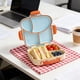 thumbnail image 4 of Caja de almuerzo Bento de microondas con utensilios – Recipiente compartimentado para almacenar alimentos, taza de salsa, sellos de silicona, lavavajillas, plástico, azul/morado/amarillo, 4 of 6