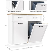 Roromall Double Tilt Out Trash Cabinet, Hidden Trash Storage Cabinet 20 gal, Freestanding White Garbage Can Cabinet for Kitchen Dining Living Room