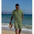 thumbnail image 6 of COOFANDY Men's Summer Beach Outfits 2 Piece Short Sleeve Shirts and Shorts Casual Vacation Linen Sets for Men, 6 of 6