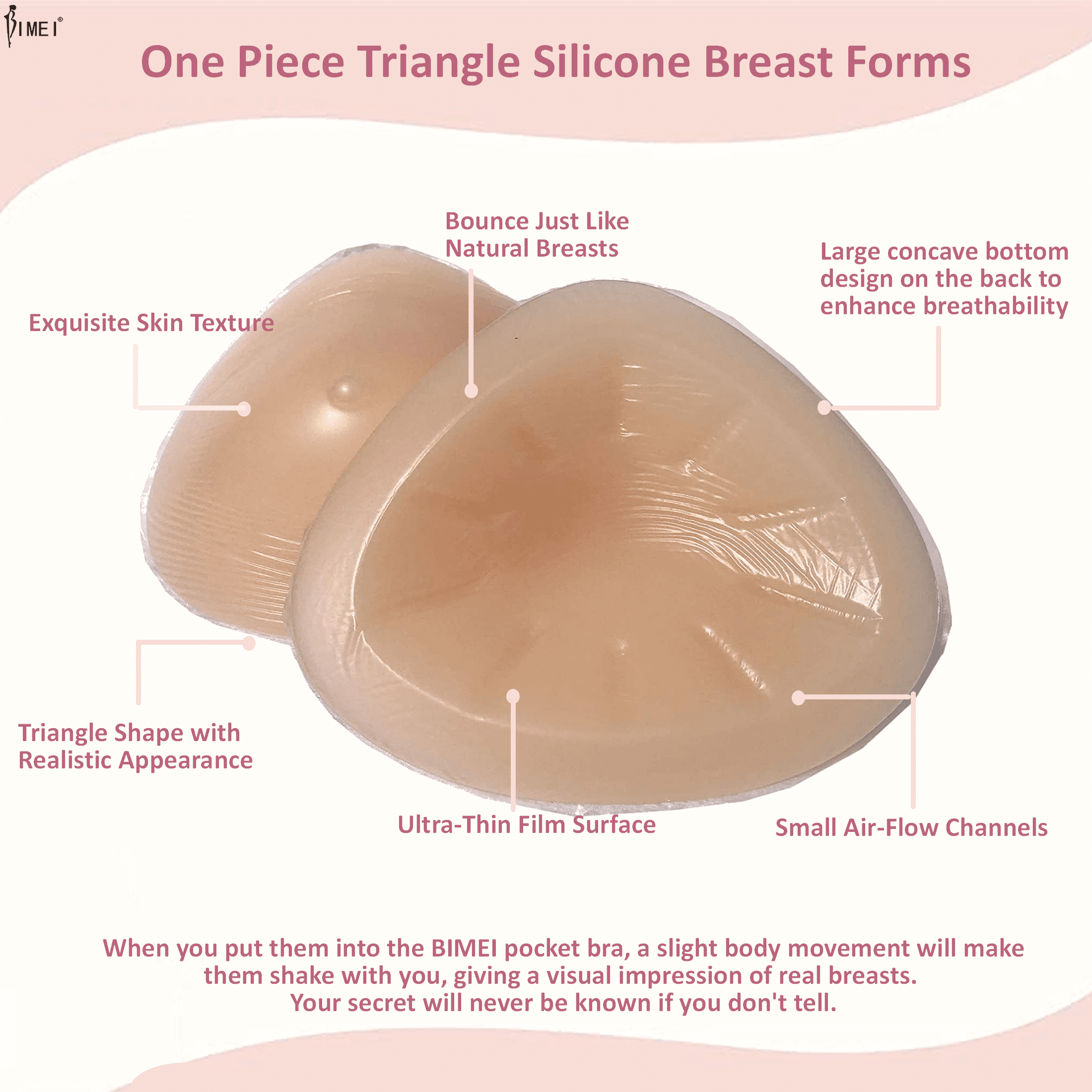 Vollence One Piece Teardrop Silicone Breast Forms Mastectomy Fake Boobs Bra  Enhancer Inserts Concave Bra Pads