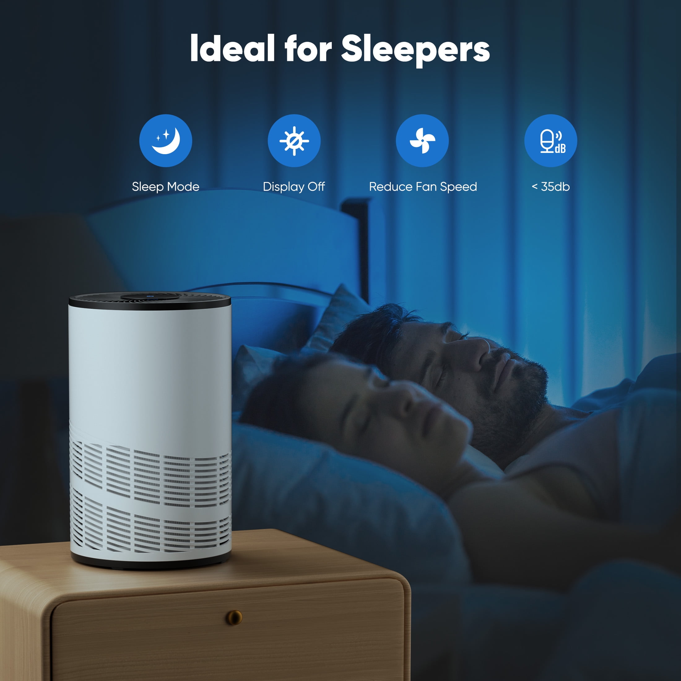 MCQ Air Purifier Replacement Filter for Bedroom, H13 True HEPA 3-in-1 Filter, White, Single Pack