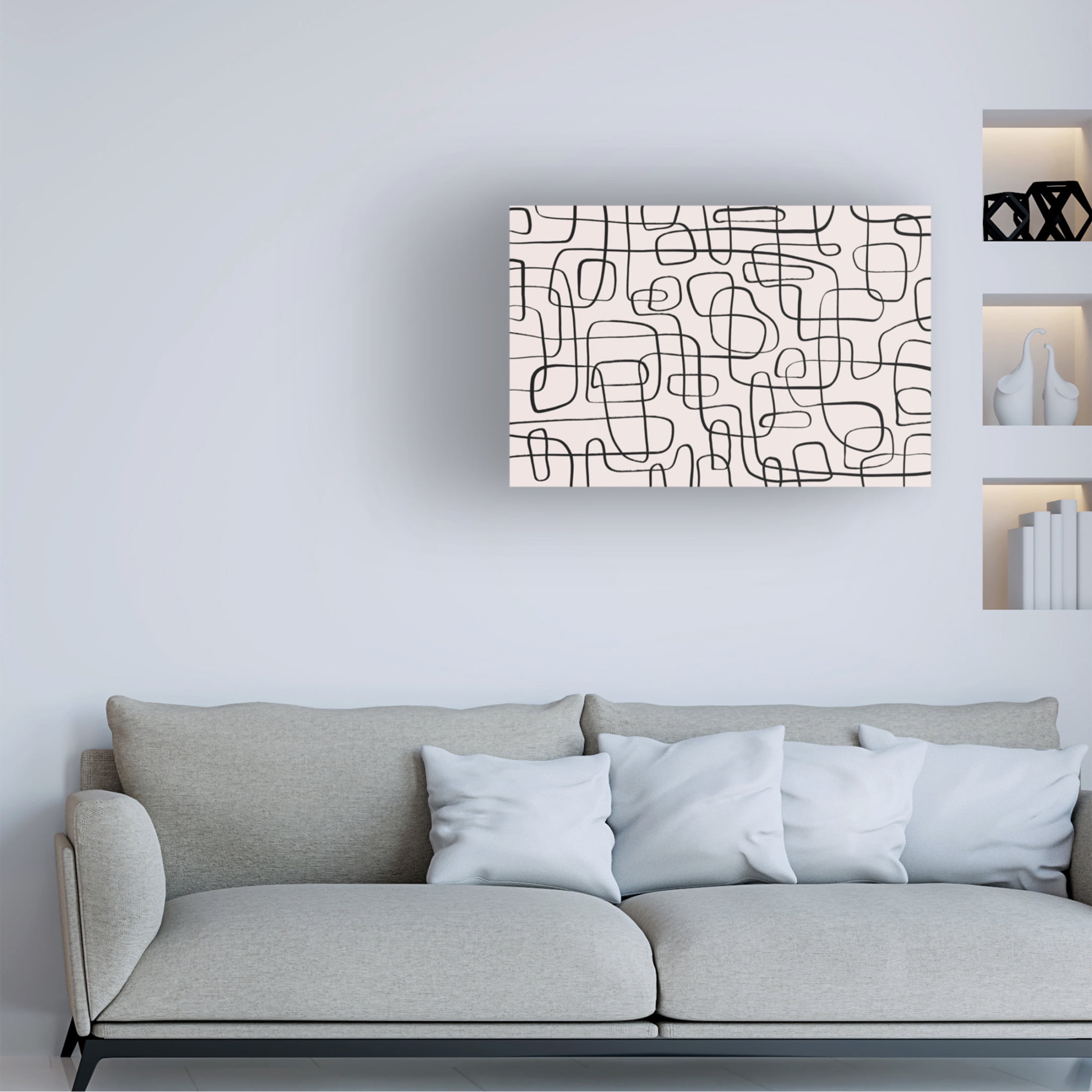 Canvas Wall Art - Treechild 'Thin Lines Pattern' Wall Art for Living Room, Bedroom, or Office D?cor by Trademark Fine Art - 47 x 30 Inches