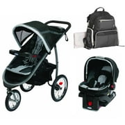 Angle View: Graco Gotham Backpack Diaper Bag and Travel System Jogging Stroller Bundle
