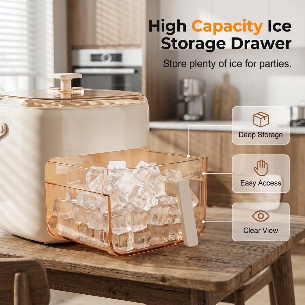 48 Cube Double-Deck Portable Ice Maker, Upgraded Kitchen Ice Tray, Reusable Ice Mold Storage Bin for Parties, Durable Ice Cube Whiskey Tray with Lid for Home Bar