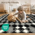 thumbnail image 4 of ODIKA 6'x9' Washable Area Rug Geometric Grid Farmhouse Style Balanced Lattice Diamond Design for Queen Size Bedroom, Under Bed, Master Suite, Easy Care, Non-Shedding, 4 of 7