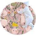 thumbnail image 1 of Cute Pink Pigs Round Soft Area Rugs 2.6ft Anti-Slip Cute Circle Carpet for Teen Girls Room, Circular Rug for Nursery Room, Dorm, Cute Room Decor for Baby, 1 of 7