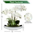 thumbnail image 5 of Artificial Flowers 15" White Orchid Flower Phalaenopsis Orchid in Silver Boat Shaped Vase Realistic Touch Faux Orchid Plant, 5 of 5