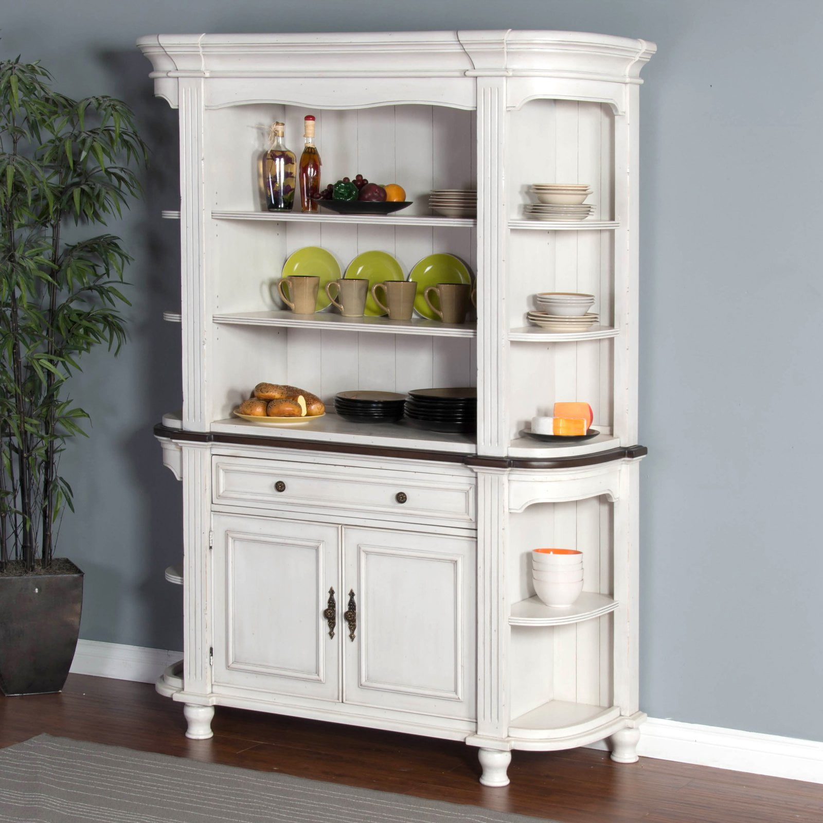 Sunny Designs Bourbon French Country Buffet with Hutch