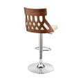 thumbnail image 4 of Adjustable Cream Faux Leather and Walnut Lattice Bar Stool, 4 of 8