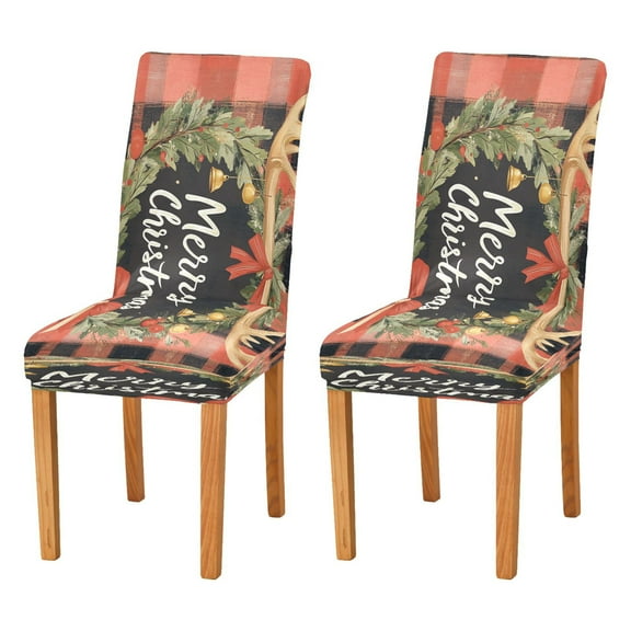 BZSMCE Chairs Slipcovers Dining Chair Covers Christmas Painting Of Design Elegant Plaid Painting Creative Pattern