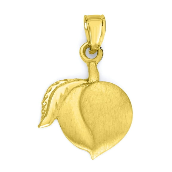 Golden Fire Solid 10k Gold Peach Pendant - Symbol of Purity and Youth, Georgia Gifts for Women