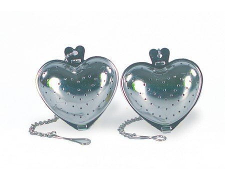 Fox Run 2-Piece Stainless Steel Heart Shaped Loose Tea Infuser, Dishwasher Safe