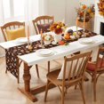 thumbnail image 3 of Thanksgiving Table Runner, Fall Country Harvest White Pumpkin Red Maple Leaf Brown Washable Cotton-linen Table Runners Dining Kitchen Decoration for Everyday Home Wedding Party Decor, 13 x 48 Inch, 3 of 9