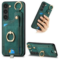 Mantto for Samsung Galaxy S20 FE Back Wallet Phone Case Support Magnetic Car Mount, Shockproof Vintage PU Leather Credit Card Pocket Portable Rotation Ring Kickstand Phone Case,Green