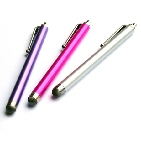 Pink/Purple/Silver 3 pack of SENSITIVE / CONDUCTIVE HYBRID FIBER TIP Capacitive Stylus Pen for Nabi Kids Children Android Tablet / Computer PC.., By Bargains Depot Ship from