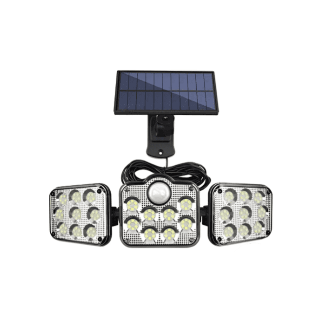 "Lámpara Solar 138 Led Gran Iluminación Garaje Jardin Control Malubero Negro