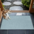 thumbnail image 4 of Haze Blue 2x3 Door Mat Rug, Farmhouse Burlap Solid Blue Color Modern Linen Texture Non-Skid Rubber Backing Large Rectangle Rugs - Living Room Bedroom Home Office, Indoor Floor Carpets Washable Rug, 4 of 9