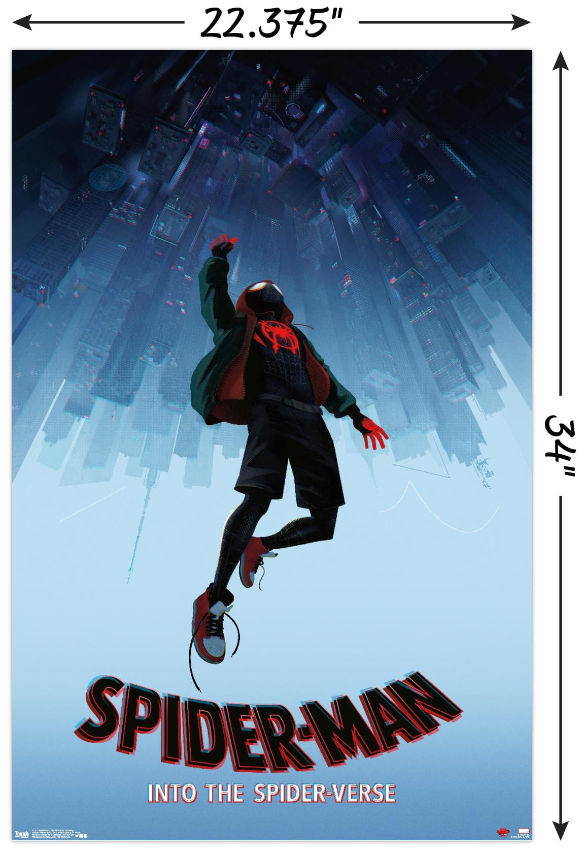Spider-Man Into The Spider-Verse Falling Poster, Multicolor, Vertical Unframed, All Ages, 22.375" x 34" by Trends International