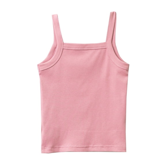 Toddler Tank Top Undershirts Dance Tank Top Solid Sleeveless Strap Crop Kids Undershirts Soft Tank Top for Dancewear,Pink,140