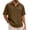 Coffee, variant on BangWanChi Men's Lightweight Slub Cotton Linen Shirts Top V-Neck Short Sleeve Casual Holiday Wear Tops for Men