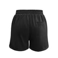 thumbnail image 4 of Rggeeun Women Shorts Solid Color Elastic High Waist Relaxed Fit Front Seam With Side Pockets & Adjustable Tie Wide Leg For Everyday Use Casual Hot Pants,Black,L, 4 of 6