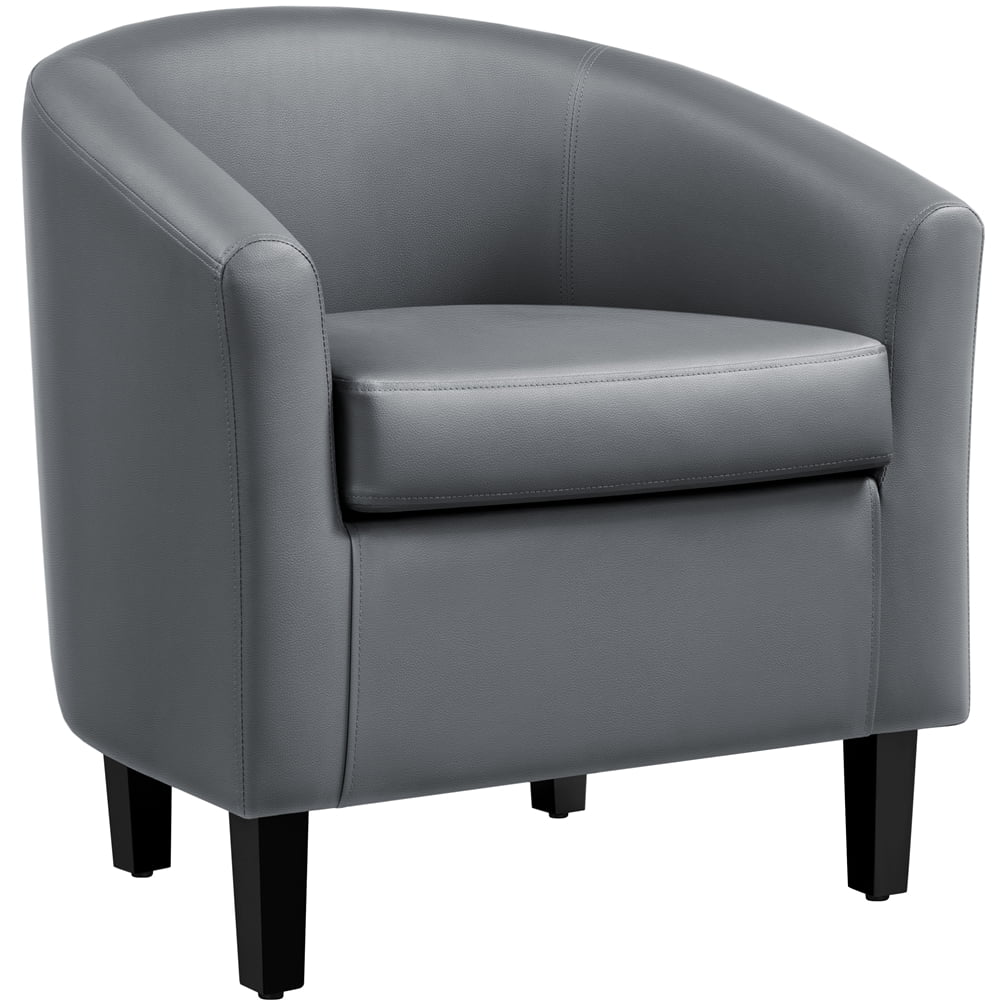 gray faux leather accent chair