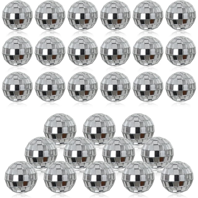 Paquete de 30 bolas de discoteca con espejo pequeño de 3cm de diámetro, decoraciones navideñas, bolas de decoración para tartas de fiesta, bolas de discoteca reflectantes