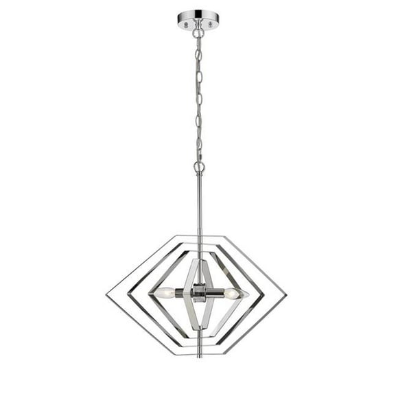Chloe Lighting CH2R120CM20-DP2 Luna Contemporary 2 Light Chrome Ceiling Pendant - 20 in.