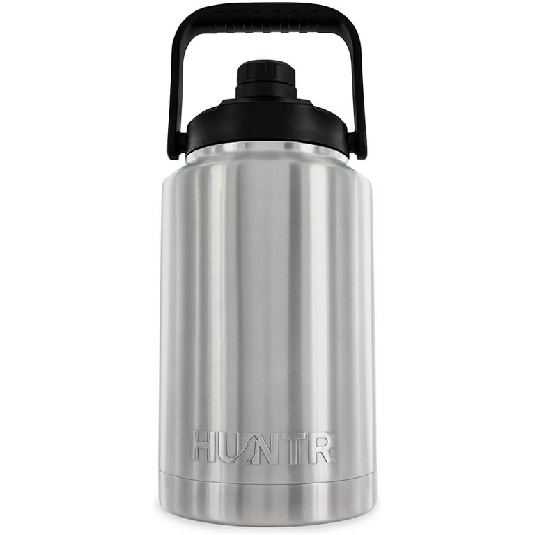 HUNTR SLHWB1S040EV Gallon Steel Water Bottle with Cleaning Brush Included  in Stainless Steel
