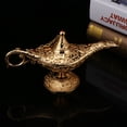 thumbnail image 3 of Qioni Lámpara de Aladín, Metal Tallado Aladdin Lámpara Magic Vintage Inicio Té Aceite Olla Arte árab z Deseando Lámpara Pot Oro lampara aladdin lampara Spptty coleccionables, 3 of 7
