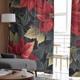 thumbnail image 4 of Christmas Sheer Curtains 72 Inches Long 2 Panels Set, Window Sheer Curtains for Living Room/Bedroom, Poinsettia Red Botanical Floral Light Filtering Rod Pocket Curtain 52'' x 72'' x 2, 4 of 7