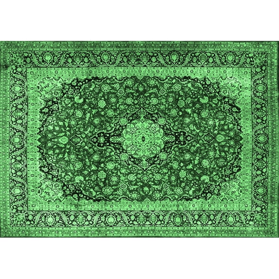 Ahgly Company Indoor Rectangle Persian Emerald Green Traditional Area Rugs, 8' x 10'