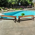 thumbnail image 2 of Patiojoy Set of 2 Natural Outdoor Acacia Wood Bench Patio Backless Dining Wood Bench, 2 of 5