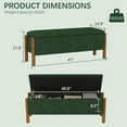 thumbnail image 2 of Modern Storage Benches with Walnut Wood Legs, 47'' Ottoman Bench with 20 Gallons Storage Space for Bedroom End of Bed, Fabric Upholstered Entryway Bench with Seating for Livingroom, Green, 2 of 7