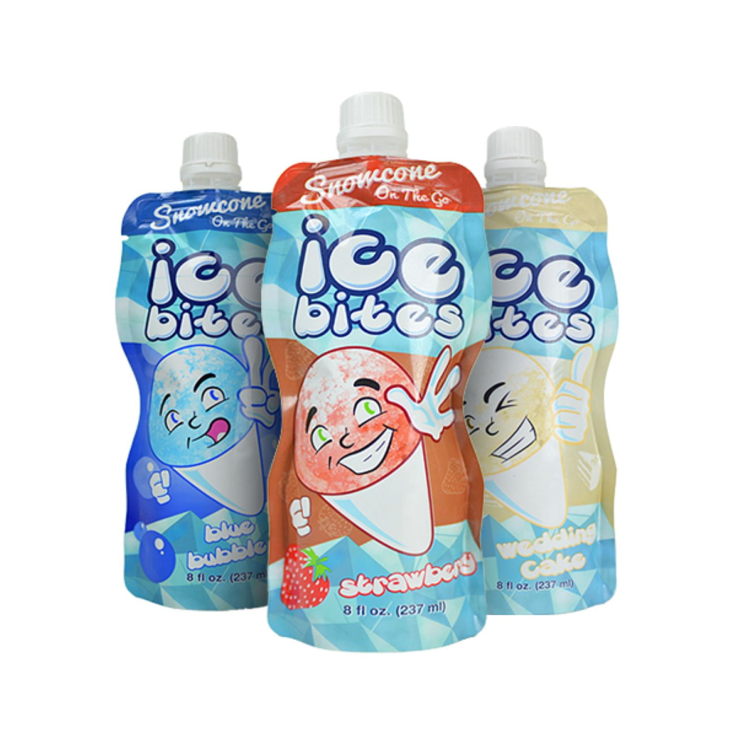 Ice Bites Flavored Ice Snowcone on The Go, Wedding Cake, 8 fl oz, 1 Count, Gluten-Free