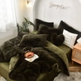 thumbnail image 2 of MorroMorn 5 PCS Shaggy Duvet Cover Bedding Set - Fluffy Comforter Cover Long Faux Fur Luxury Ultra Soft Cozy (Olive Green, King/California King), 2 of 6