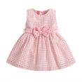 thumbnail image 1 of Vestido Informal A Cuadros Para NiñAs PequeñAs, Sin Mangas, Cuello Redondo, LíNea A, Con Lazo En La Cintura, 1 of 4