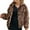 Coffee, variant on HOWPAY Women Winter Coats Fuzzy Jacket Long Sleeve Lapel Leopard Print Zip up Outwear with Pockets Overcoat Oversized Casual Warm Soft Clothes Coffee L
